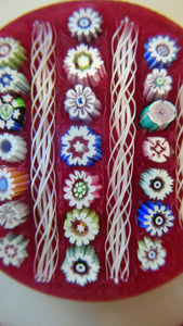 Linear Latticino Twists, Millefiori Canes & Polished Facets. JOHN DEACONS with Thistle Cane