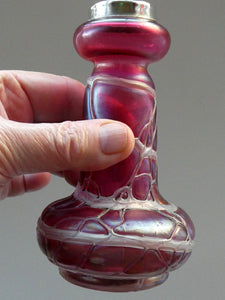  Pallme-Konig ART GLASS Cranberry Glass Vase. 1904 Silver Collar