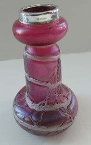  Pallme-Konig ART GLASS Cranberry Glass Vase. 1904 Silver Collar