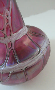  Pallme-Konig ART GLASS Cranberry Glass Vase. 1904 Silver Collar