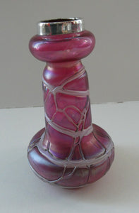  Pallme-Konig ART GLASS Cranberry Glass Vase. 1904 Silver Collar