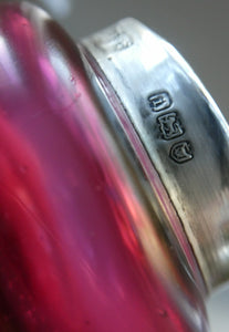  Pallme-Konig ART GLASS Cranberry Glass Vase. 1904 Silver Collar