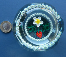 Load image into Gallery viewer, Vintage LIMITED EDITION Caithness Glass Paperweight: Signed Strawberry Blossom by William Manson
