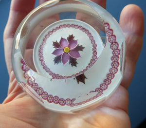 LIMITED EDITION 1983 Caithness Glass Paperweight. Entitled "Winter Flower" by William Manson