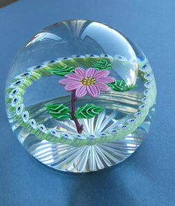  1986 LIMITED EDITION Caithness Glass Paperweight: Signed "Camelia" by William Manson