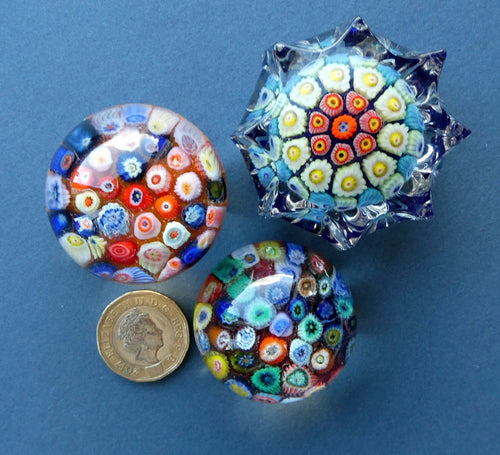 Job Lot. Three Little 1970s MINIATURE Scottish Strathearn Glass Paperweights