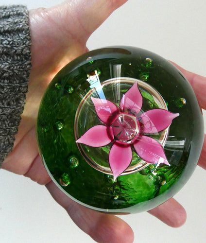 LIMITED EDITION Scottish Caithness Glass Paperweight: HYDROPONIC by Colin Terris; 1992