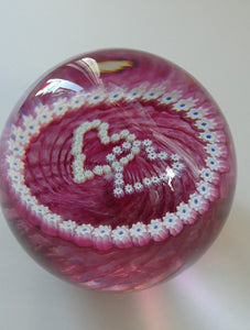 1989 Caithness Paperweight. Double Heart or LUCKENBOOTH Motif by COLIN TERRIS