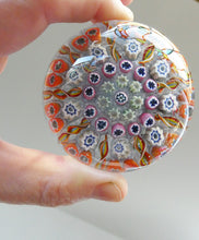 Load image into Gallery viewer, 1970s Scottish PERTHSHIRE Paperweight. Pale Lilac Ground. 9 Half Spokes &amp; Millefiori Canes
