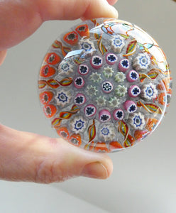 1970s Scottish PERTHSHIRE Paperweight. Pale Lilac Ground. 9 Half Spokes & Millefiori Canes