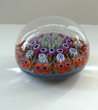 Load image into Gallery viewer, 1970s Scottish PERTHSHIRE Paperweight. Pale Lilac Ground. 9 Half Spokes &amp; Millefiori Canes
