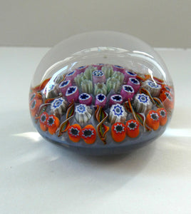 1970s Scottish PERTHSHIRE Paperweight. Pale Lilac Ground. 9 Half Spokes & Millefiori Canes