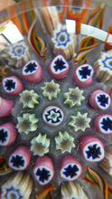 Load image into Gallery viewer, 1970s Scottish PERTHSHIRE Paperweight. Pale Lilac Ground. 9 Half Spokes &amp; Millefiori Canes
