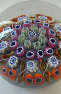 1970s Scottish PERTHSHIRE Paperweight. Pale Lilac Ground. 9 Half Spokes & Millefiori Canes