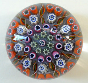 1970s Scottish PERTHSHIRE Paperweight. Pale Lilac Ground. 9 Half Spokes & Millefiori Canes