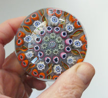 Load image into Gallery viewer, 1970s Scottish PERTHSHIRE Paperweight. Pale Lilac Ground. 9 Half Spokes &amp; Millefiori Canes
