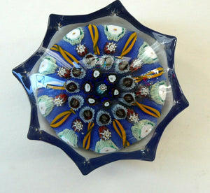 Vintage 1970s Scottish Strathearn Glass Star Shaped Millefiori Paperweight
