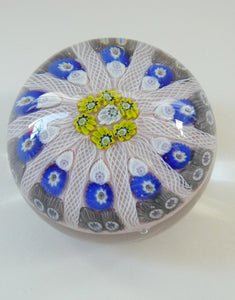 LARGE Scottish Glass. Strathearn Millefiori Canes and Latticino Ten Spoke Paperweight