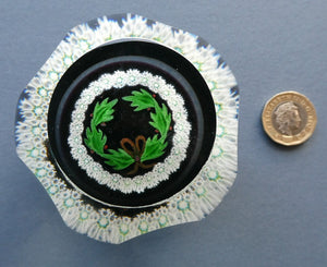 LIMITED EDITION 1979 Caithness Glass Paperweight. Entitled "Holly Wreath" by Colin Terris / William Manson