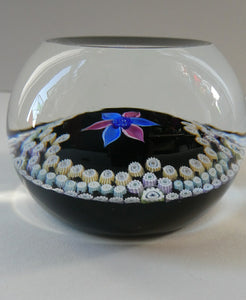 Vintage Caithness Paperweight (for Edinburgh Crystal). Floral Motif with Viewing Facet Above