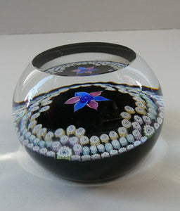 Vintage Caithness Paperweight (for Edinburgh Crystal). Floral Motif with Viewing Facet Above