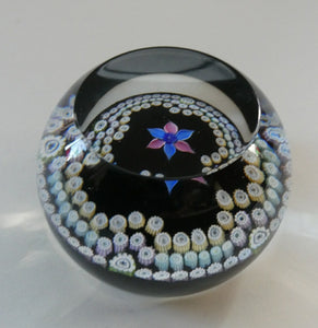 Vintage Caithness Paperweight (for Edinburgh Crystal). Floral Motif with Viewing Facet Above