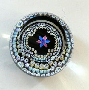 Vintage Caithness Paperweight (for Edinburgh Crystal). Floral Motif with Viewing Facet Above