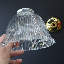 Load image into Gallery viewer, Fine Vintage HOLOPHANE Style Ribbed Glass Pendant Lamp Shade with Brass Hanging Fitment
