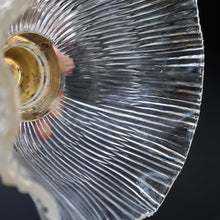 Load image into Gallery viewer, Fine Vintage HOLOPHANE Style Ribbed Glass Pendant Lamp Shade with Brass Hanging Fitment
