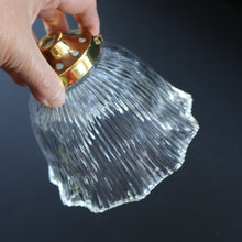 Load image into Gallery viewer, Fine Vintage HOLOPHANE Style Ribbed Glass Pendant Lamp Shade with Brass Hanging Fitment
