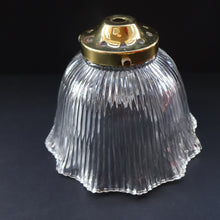 Load image into Gallery viewer, Fine Vintage HOLOPHANE Style Ribbed Glass Pendant Lamp Shade with Brass Hanging Fitment

