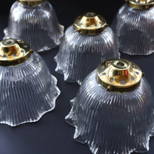 Load image into Gallery viewer, Fine Vintage HOLOPHANE Style Ribbed Glass Pendant Lamp Shade with Brass Hanging Fitment
