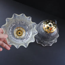Load image into Gallery viewer, Fine Vintage HOLOPHANE Style Ribbed Glass Pendant Lamp Shade with Brass Hanging Fitment
