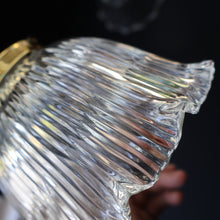 Load image into Gallery viewer, Fine Vintage HOLOPHANE Style Ribbed Glass Pendant Lamp Shade with Brass Hanging Fitment
