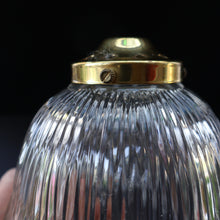 Load image into Gallery viewer, Fine Vintage HOLOPHANE Style Ribbed Glass Pendant Lamp Shade with Brass Hanging Fitment
