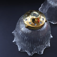 Load image into Gallery viewer, Fine Vintage HOLOPHANE Style Ribbed Glass Pendant Lamp Shade with Brass Hanging Fitment

