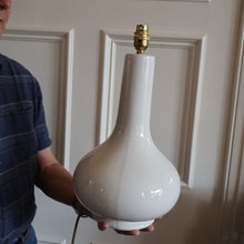 Load image into Gallery viewer, MID-CENTURY:  Highly Collectable. Matched Pair of White CASA PUPO Bulbous Ceramic Lamps. Each with stamp on base
