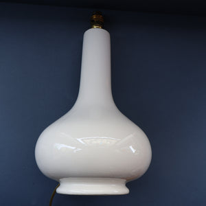MID-CENTURY:  Highly Collectable. Matched Pair of White CASA PUPO Bulbous Ceramic Lamps. Each with stamp on base