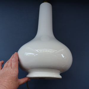 MID-CENTURY:  Highly Collectable. Matched Pair of White CASA PUPO Bulbous Ceramic Lamps. Each with stamp on base