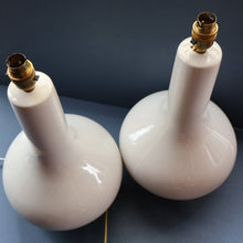 Load image into Gallery viewer, MID-CENTURY:  Highly Collectable. Matched Pair of White CASA PUPO Bulbous Ceramic Lamps. Each with stamp on base
