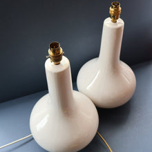 Load image into Gallery viewer, MID-CENTURY:  Highly Collectable. Matched Pair of White CASA PUPO Bulbous Ceramic Lamps. Each with stamp on base
