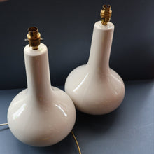 Load image into Gallery viewer, MID-CENTURY:  Highly Collectable. Matched Pair of White CASA PUPO Bulbous Ceramic Lamps. Each with stamp on base
