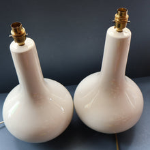 Load image into Gallery viewer, MID-CENTURY:  Highly Collectable. Matched Pair of White CASA PUPO Bulbous Ceramic Lamps. Each with stamp on base
