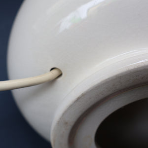 MID-CENTURY:  Highly Collectable. Matched Pair of White CASA PUPO Bulbous Ceramic Lamps. Each with stamp on base
