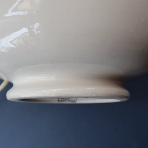 MID-CENTURY:  Highly Collectable. Matched Pair of White CASA PUPO Bulbous Ceramic Lamps. Each with stamp on base