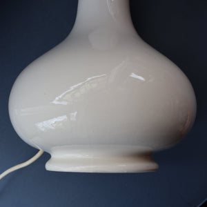 MID-CENTURY:  Highly Collectable. Matched Pair of White CASA PUPO Bulbous Ceramic Lamps. Each with stamp on base