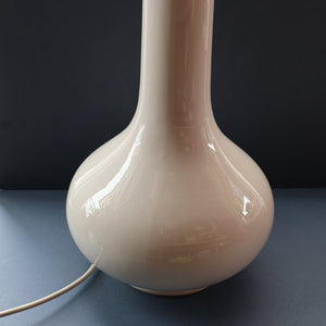 MID-CENTURY:  Highly Collectable. Matched Pair of White CASA PUPO Bulbous Ceramic Lamps. Each with stamp on base