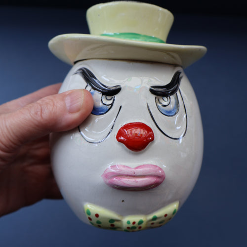 Quirky 1950s Coin Bank SWEAR BOX. Comical man with Two Expressive Faces.