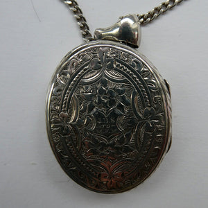 Large Victorian Solid Silver Locket and Thick Chain