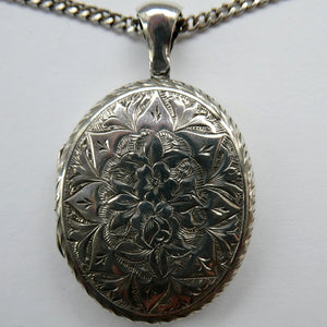 Large Victorian Solid Silver Locket and Thick Chain